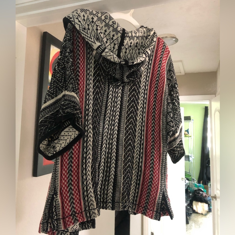 Black and red oversized open Cardigan, knit material, boho cardigan/ kimono